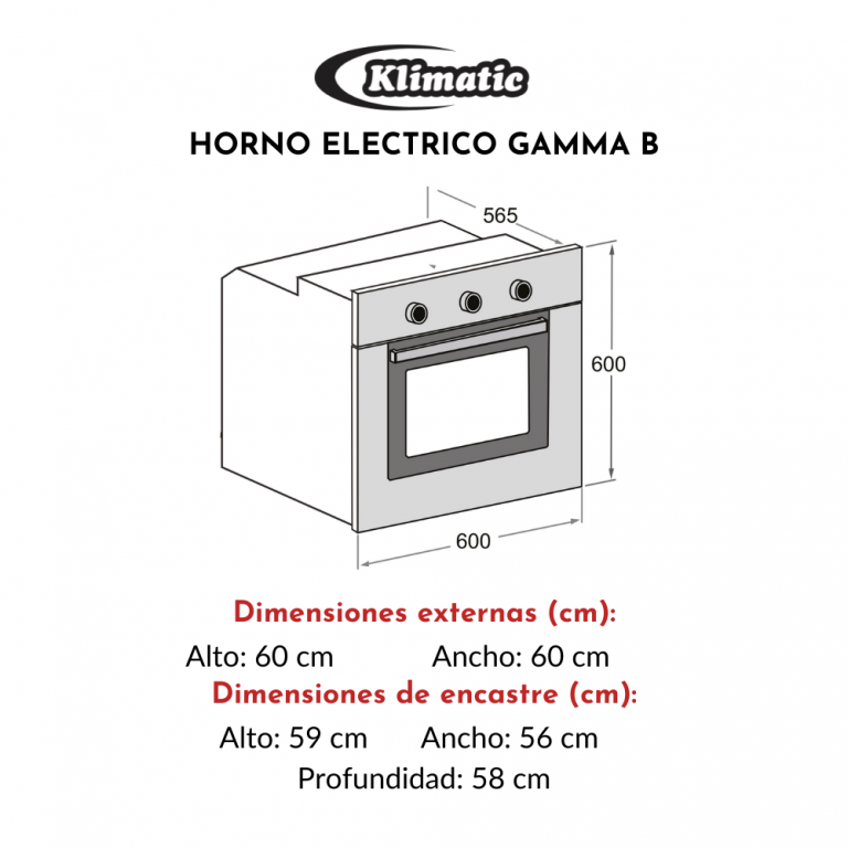 Horno Empotrable Eléctrico Gamma B Marca Klimatic – Klimatic Línea Europea