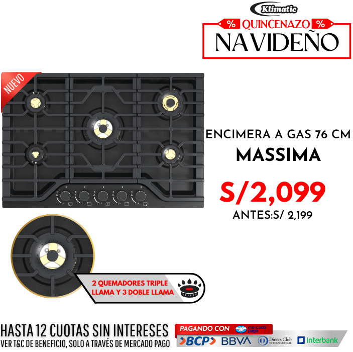 cocina empotrable a gas 5 hornillas massima marca klimatic