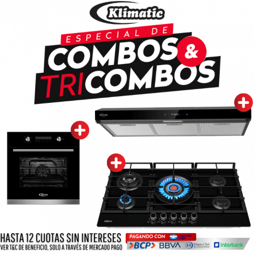 promo combo cocina campana y tricombos klimatic